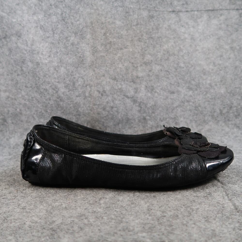 Anne Klein Shoes Womens 10 Ballet Flat Driving Loafer Flower Embellished Black